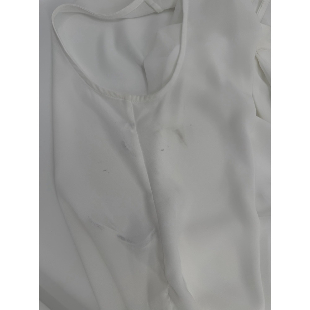 Calvin Klein Womens Gathered Neck Ivory Sleeveless Blouse Top Petites PXL *Notes - Picture 8 of 9